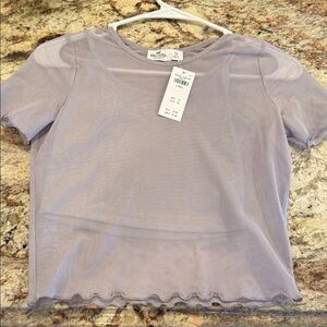 Hollister new with tags XS Sheer Lavender Short Sleeve Crop Top with slip tank